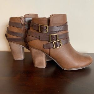 Brown heeled booties